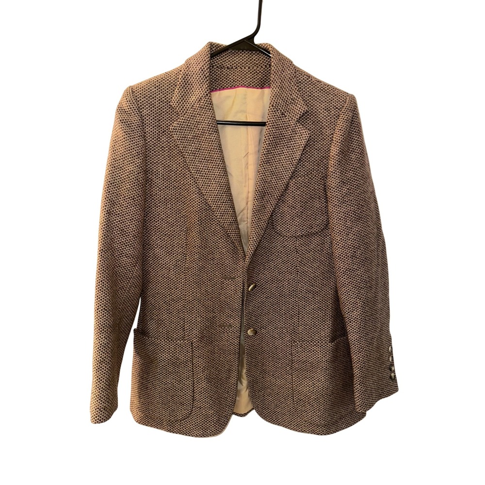 Vintage Diane von Furstenberg Wool Blend Blazer Brown Tweed Jacket Womens 12